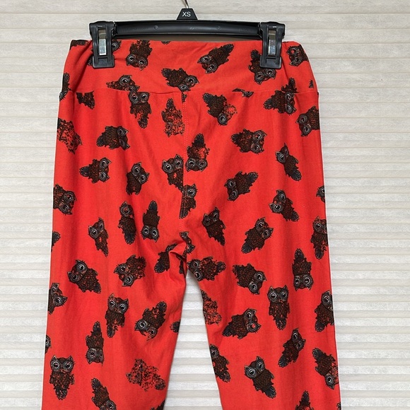 Buttery, soft LulaRoe leggings orange with owl print great condition OS - Picture 5 of 10